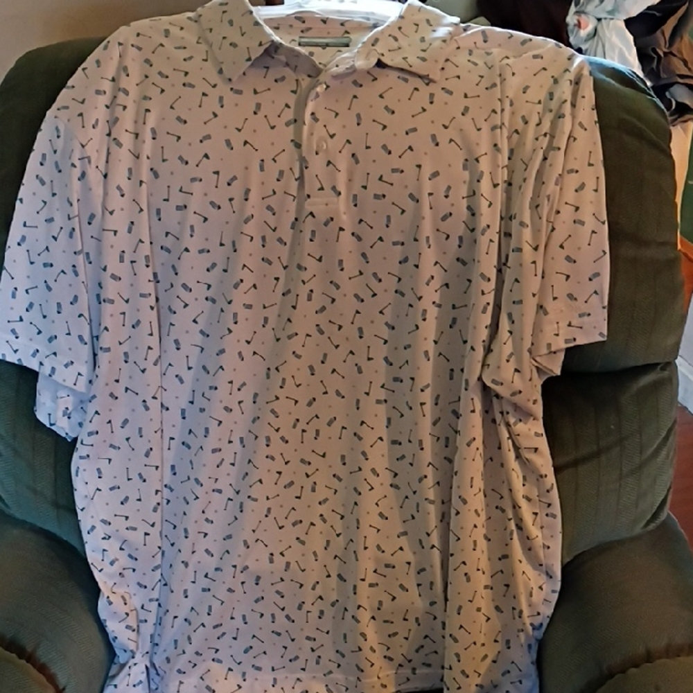 Hogan Light Blue Polo with Navy Scattered Print